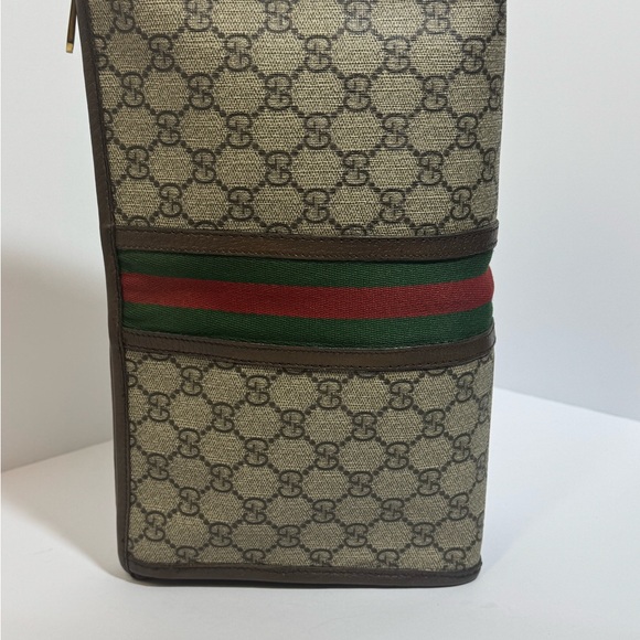 Gucci Beige Monogram Pouch/Clutch with Green and Red Web - Picture 6 of 10